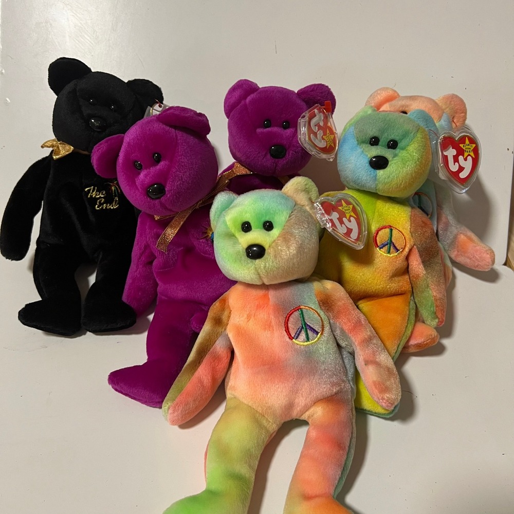 Ty Beanie Babies Bear Lot of 6 Peace‎ Millennium The End 90s Y2K retired